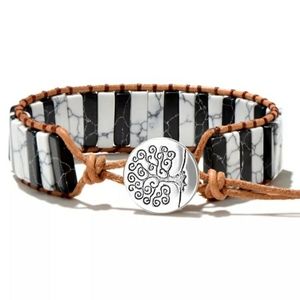 BOHO NATURAL STONE & LEATHER BRACELET